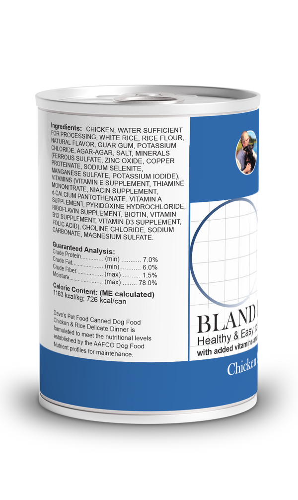 Dave's Pet Food Restricted Diet Bland For Dogs – Chicken and Rice