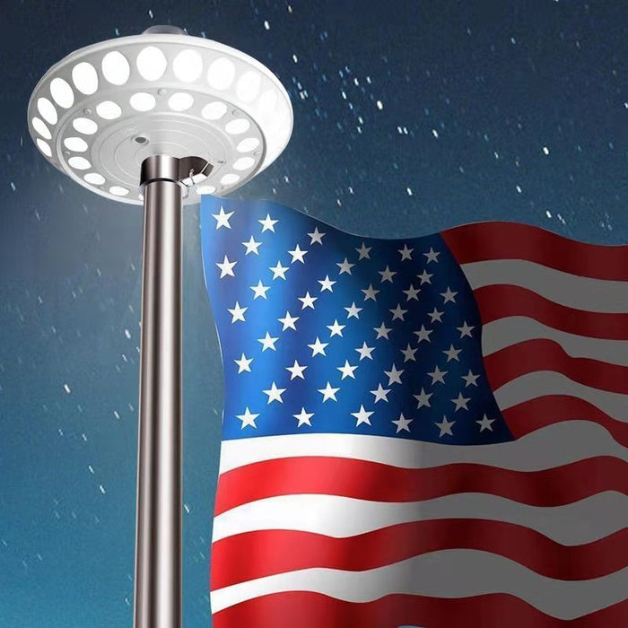 Double-row solar flagpole top light with 40 LED bulbs
