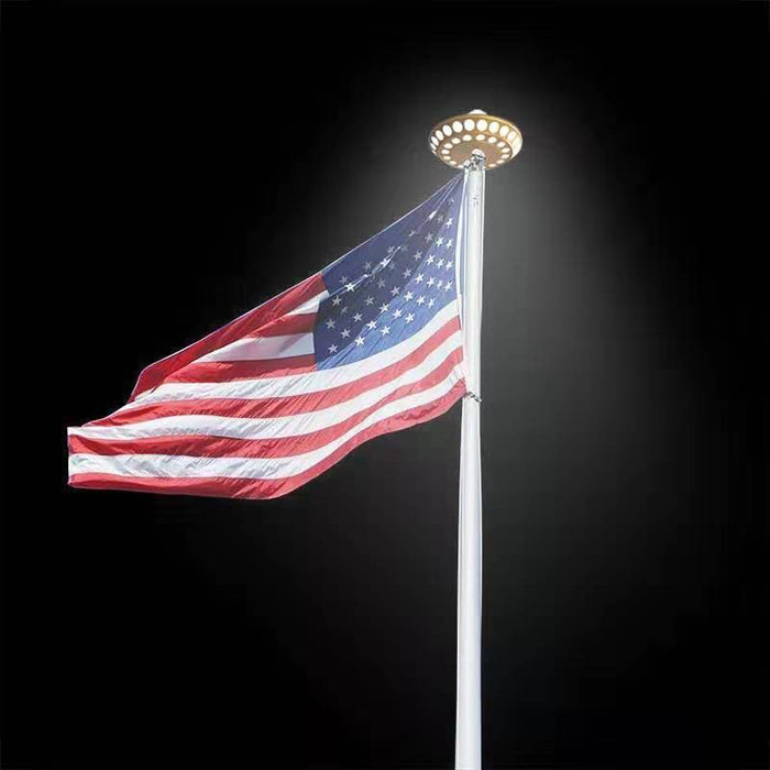 Double-row solar flagpole top light with 40 LED bulbs