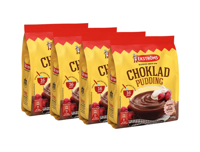 Ekströms Chokladpudding 16 Portioner 4 × 480g (4 × 16.93 oz) – Authentic Swedish Chocolate Pudding Mix