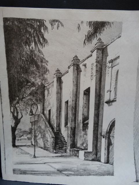 Frederic Watts Lithograph: San Gabriel Mission