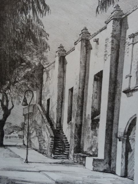 Frederic Watts Lithograph: San Gabriel Mission