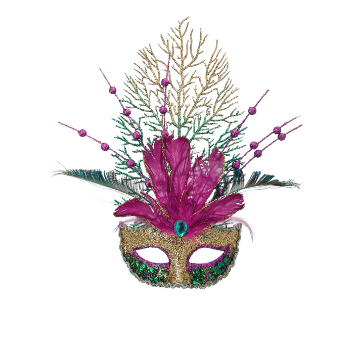 Glitter With Feathers Mardi Gras Mask
