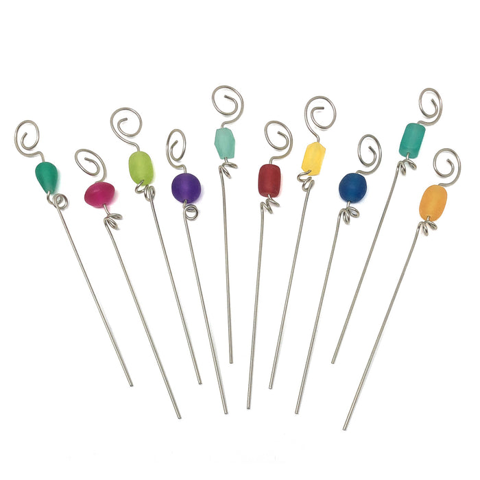 Gone Home Handmade Beaded Garnish Picks, Multicolor, Set of 10