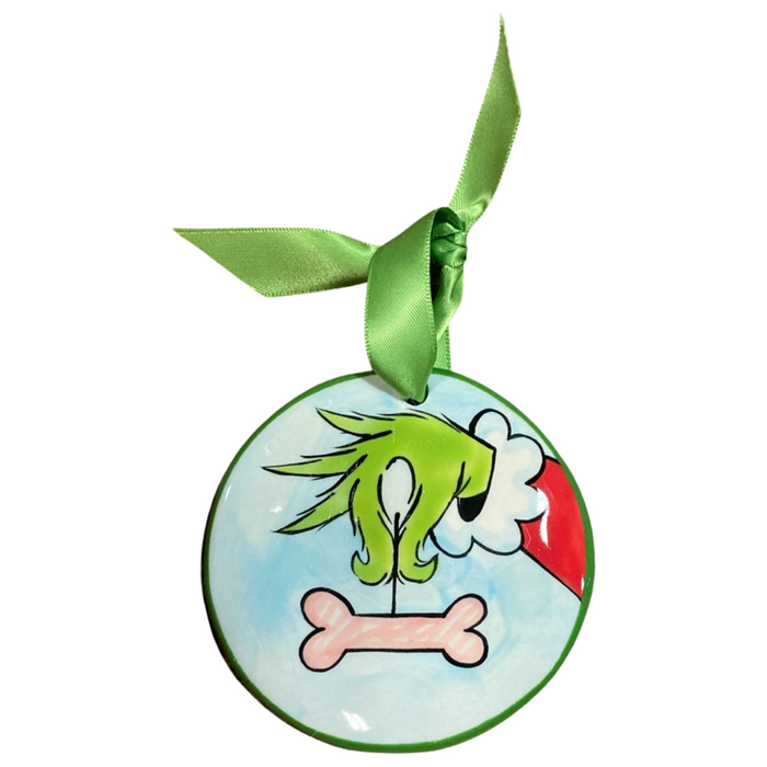 Grinch Dog Bone Flat Ornament