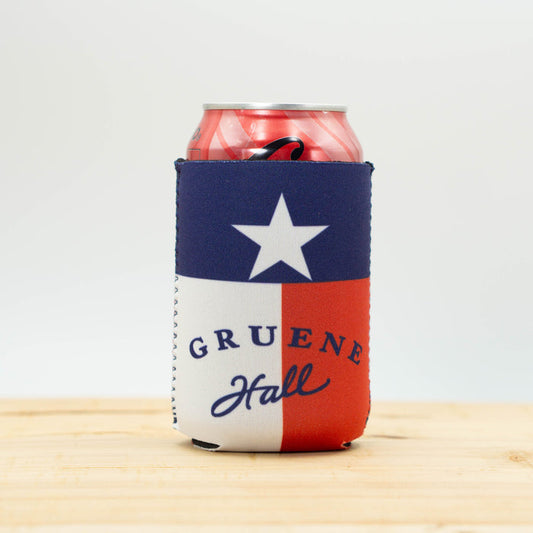 Gruene Hall Logo Texas Flag Koozie
