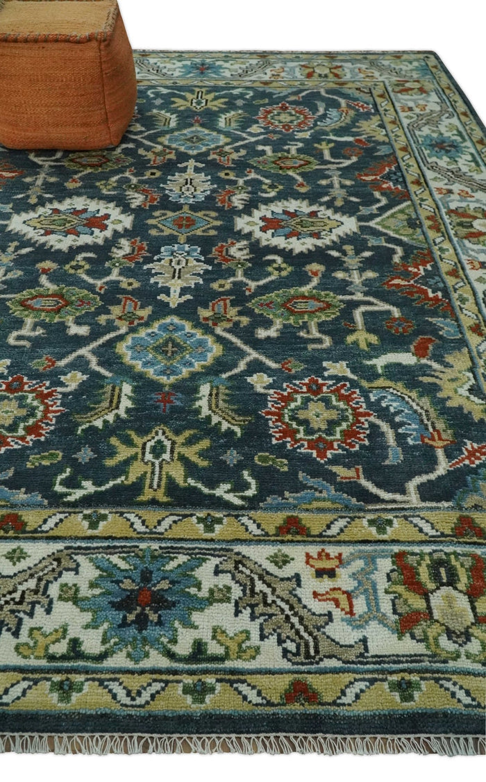 Hand Knotted 5x8, 6x9, 8x10, 9x12, 10x14 and 12x15 Green and Ivory Traditional Persian Oushak Wool Rug | TRDCP877810 - The Rug Decor