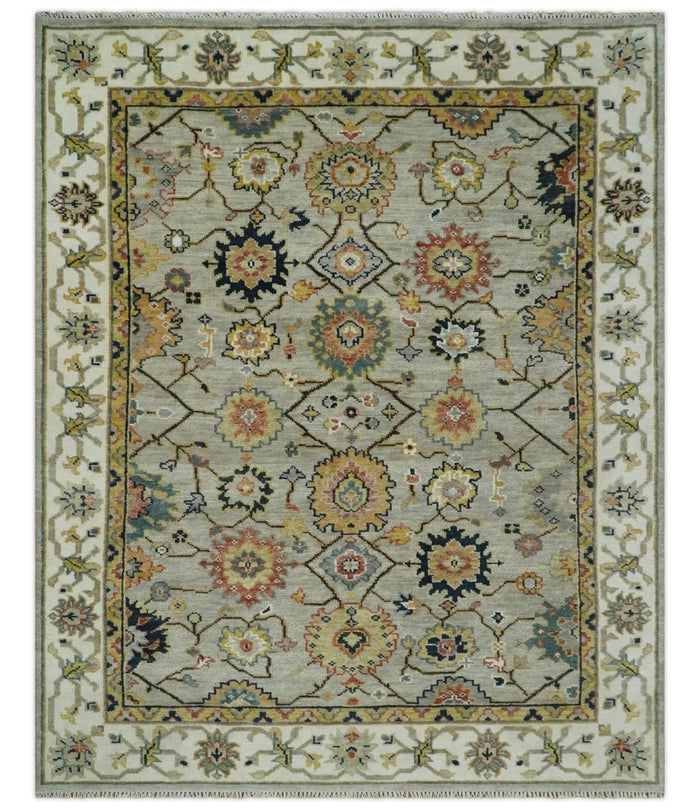 Hand Knotted 5x8, 6x9, 8x10, 9x12, 10x14 and 12x15 Beige, Mustard and Ivory Traditional Persian Oushak Wool Rug | TRDCP901810 - The Rug Decor
