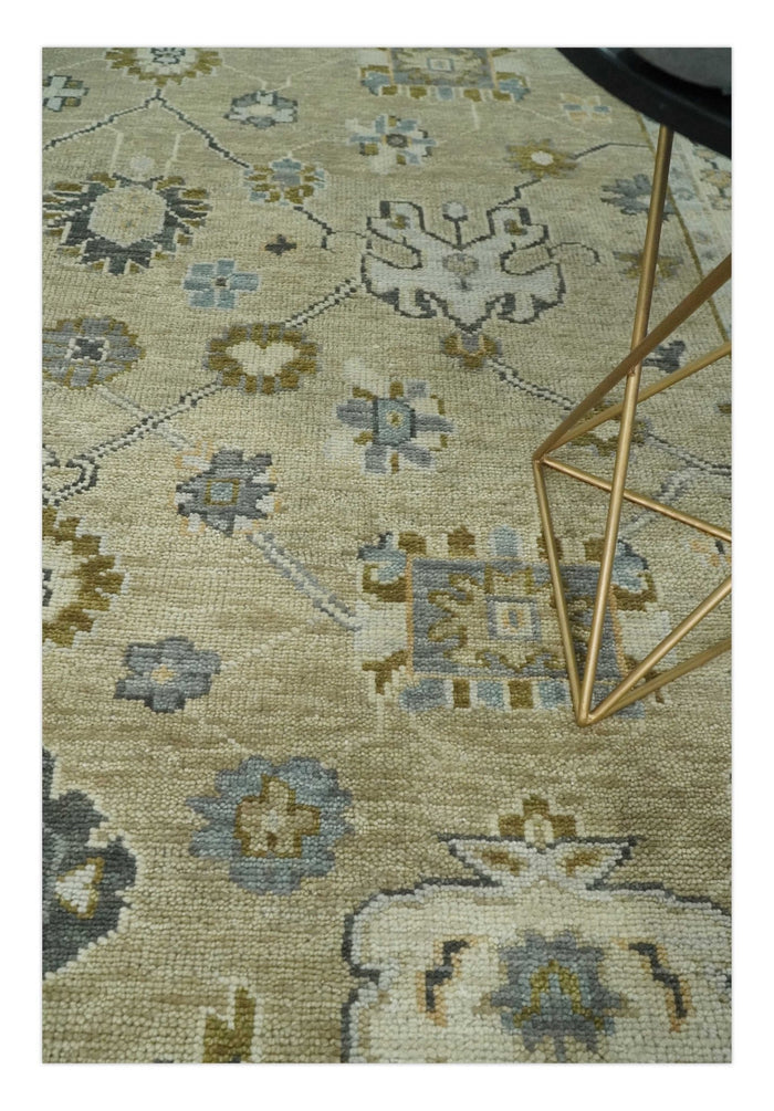 Hand Knotted Antique Oushak 5x8, 6x9, 8x10, 9x12, 10x14 and 12x15 Camel, Beige and Gray Traditional Persian Oushak Wool Rug | TRDCP920912 - The Rug Decor