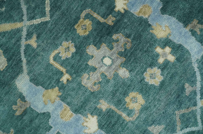 Hand Knotted 3x5, 4x6, 5x8, 6x9, 8x10 and 9x12 Oriental Oushak Teal and Gray Wool Area Rug |TRDCP1019810 - The Rug Decor