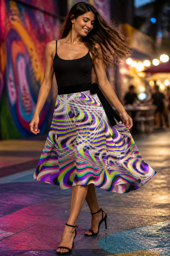 Illusion Wrap Skirt approved lifestyle 2: 02 movement drape