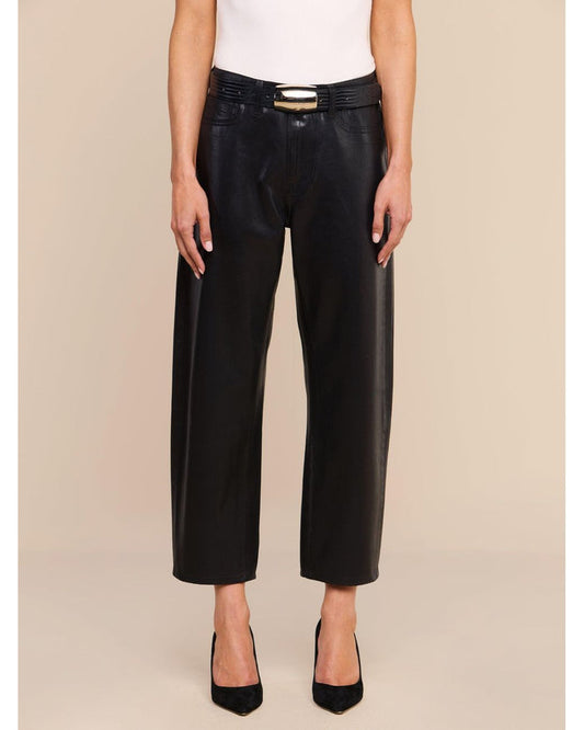 L'Agence Mallis High Rise Bow-Leg Jean in Noir Coated