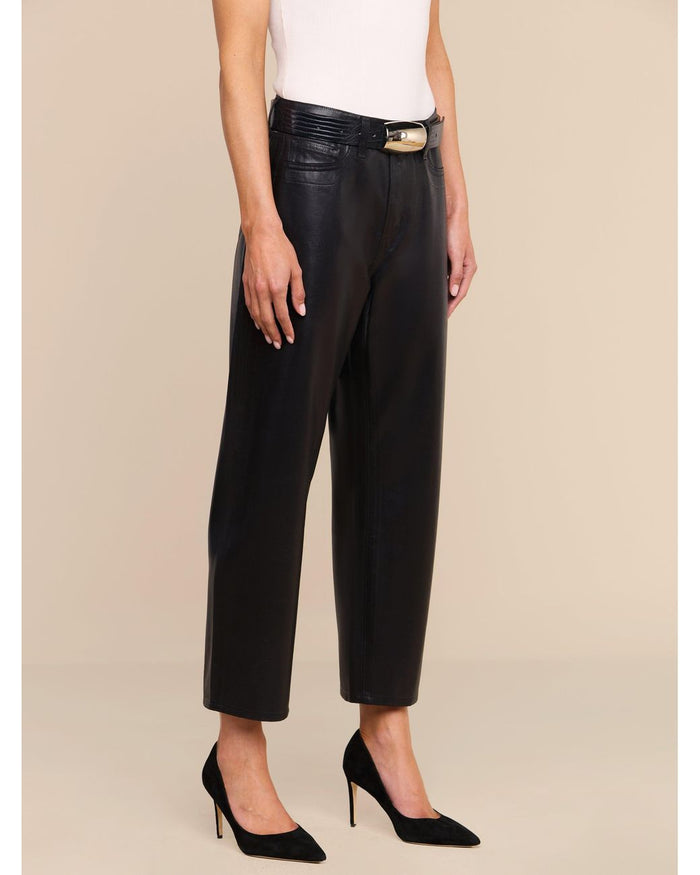 L'Agence Mallis High Rise Bow-Leg Jean in Noir Coated