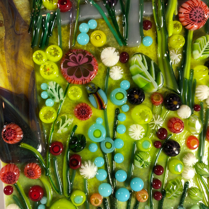 Lively Meadow Fused Glass Art Panel