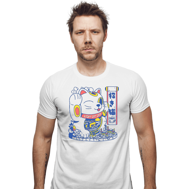 Shirts Fitted Shirts, Mens / Small / White Lucky Cat Coffee Shop