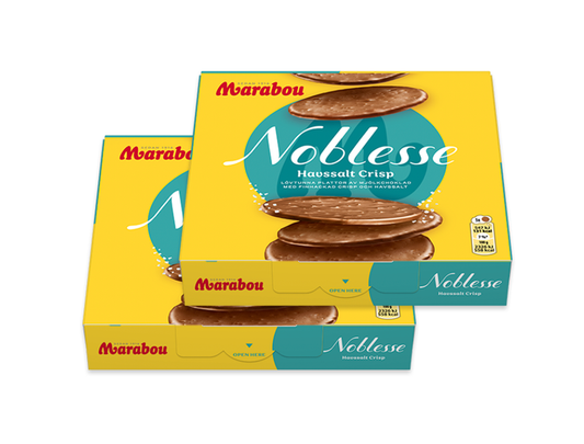 Marabou Noblesse Sea Salt Crisp 2 × 150g (2 × 5.29 oz) – Authentic Swedish Premium Thin Milk Chocolate Crisps with Sea Salt