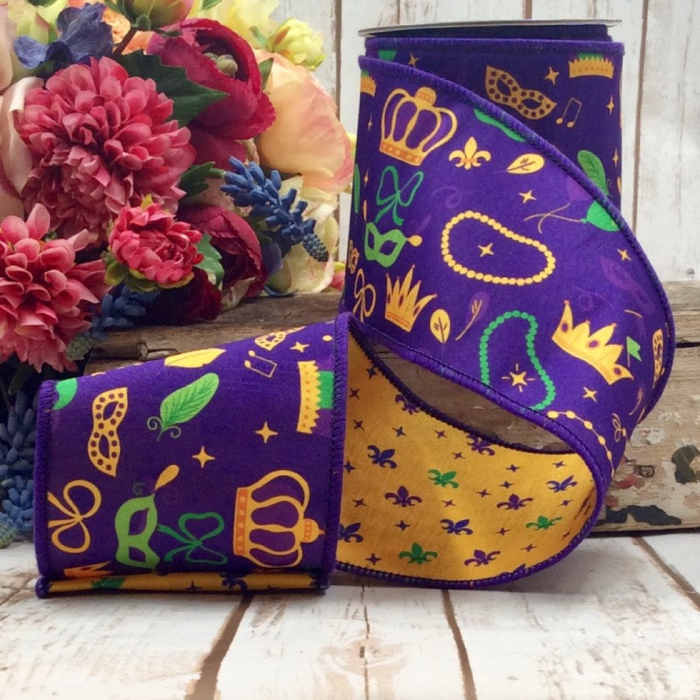 Mardi Gras Purple Ribbon, 4" X 10YD