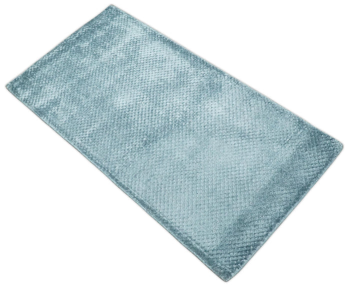 Modern Geometrical Cross Square Hand Made 2x4 Aqua Blue Art Silk Area Rug - The Rug Decor