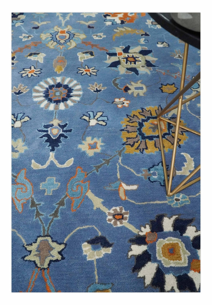 Hand Tufted Blue and Beige Modern Colorful Oushak Rug, Kids, Living Room and Bedroom Rug | TRD6478 - The Rug Decor