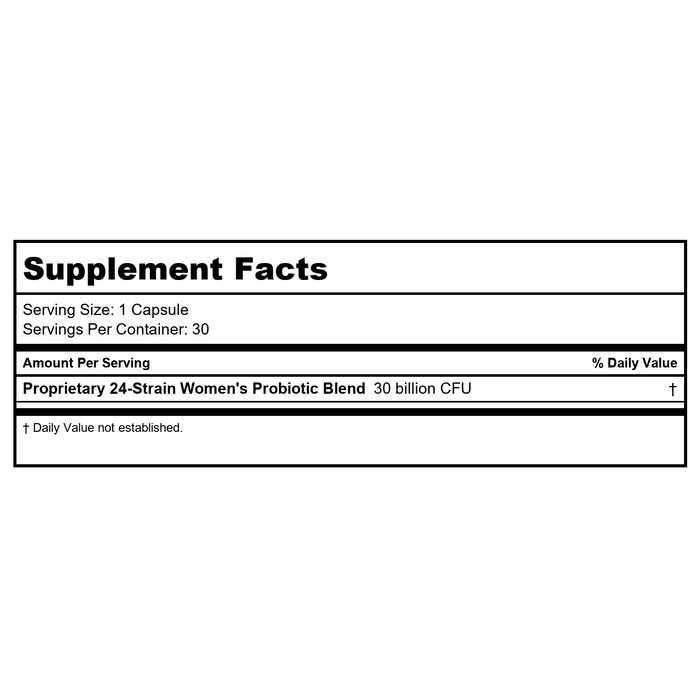 Nutra BioGenesis MicroBiotic Women's Complete Probiotic, 30 Capsules - Supplement Facts panel