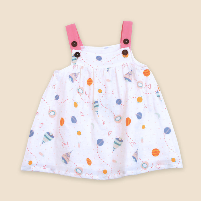 Organic Cotton Shoulder Strap Dress with Bloomer Set for Babies - Space Dream by Viverano