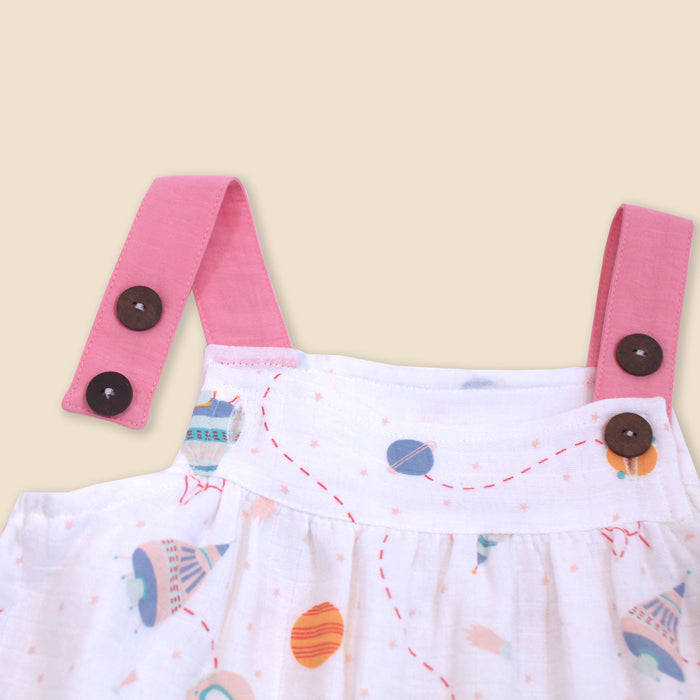 Organic Cotton Shoulder Strap Dress with Bloomer Set for Babies - Space Dream by Viverano