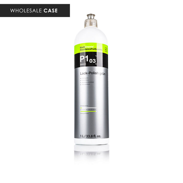 Koch-Chemie Lack Polish Grun 1L front view with the text "Wholesale Case" on a white background.