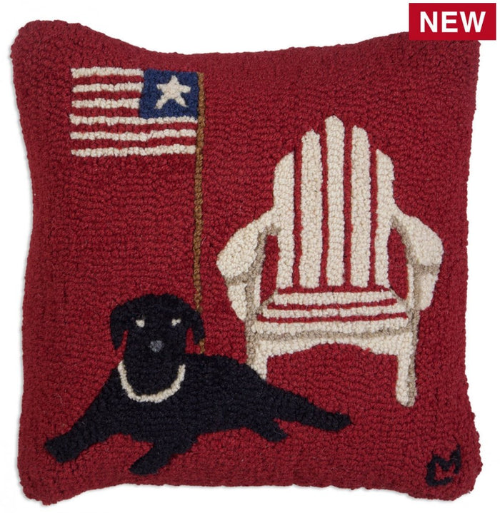 Patriotic Pillow New Zealand Wool Designed in Vermont Flagman of America