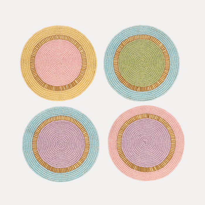 a group of colorful round objects