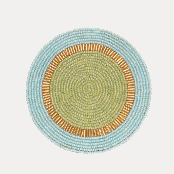 a close up of a beaded coaster