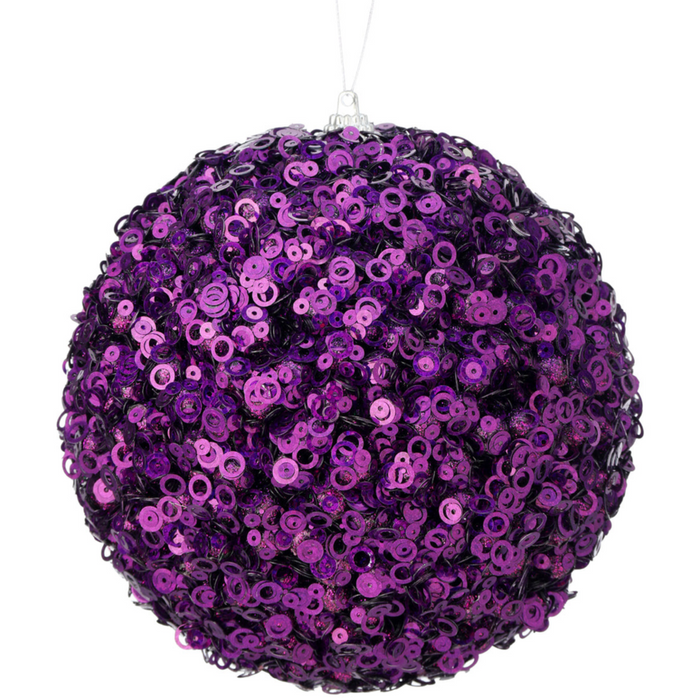 Purple Glamour Sequin Ball Ornament, 4.5"