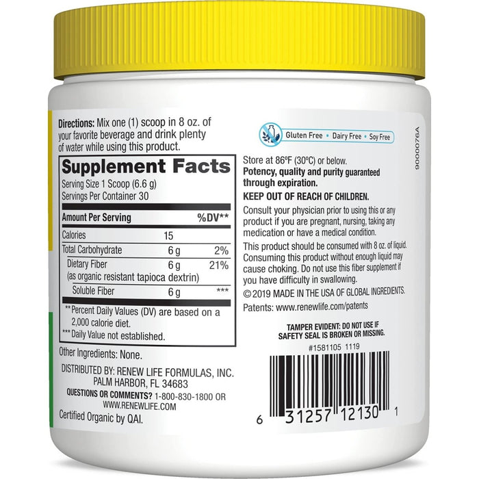 Renew Life Adult Completely Clear Organic Prebiotic Fiber - 7 oz | Keto - Friendly Fiber Powder Supplement - The Oasis of Health