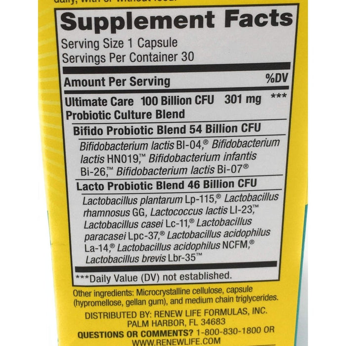 Renew Life, Ultimate Flora Care Probiotic 100 Billion, 30 Count - The Oasis of Health