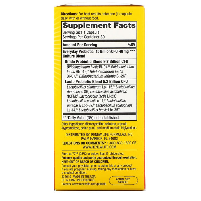 RENEW LIFE Ultimate Flora Everyday Probiotic 15 Billion, 30 CT - The Oasis of Health