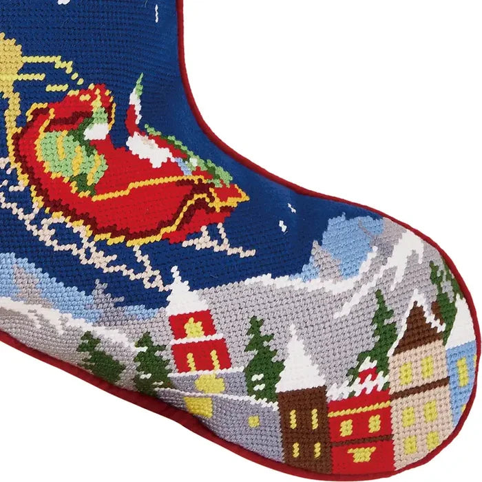 Santa and Reindeer Embroidered Stocking