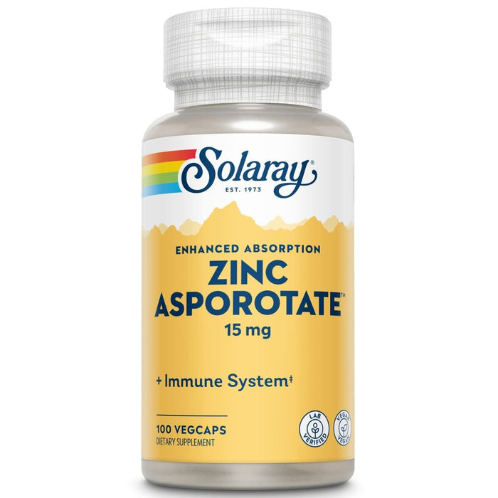 Solaray - Zinc Asporotate, 15 mg, 100 capsules 04700 - The Oasis of Health