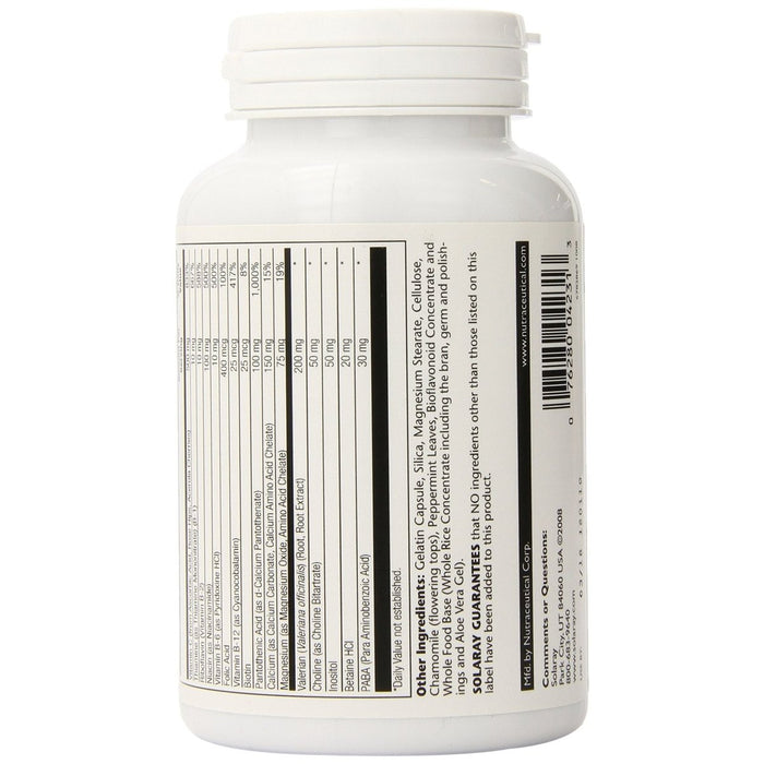 Solaray B - Stress PM Supplement | Comprehensive B - Vitamin Complex with Relaxation Support | 120 Capsules 04231 - The Oasis of Health