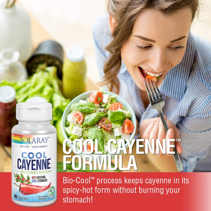 SOLARAY Cool Cayenne Pepper 40,000 HU with Butchers Broom for Healthy Circulation Support | 90 VegCaps - The Oasis of Health