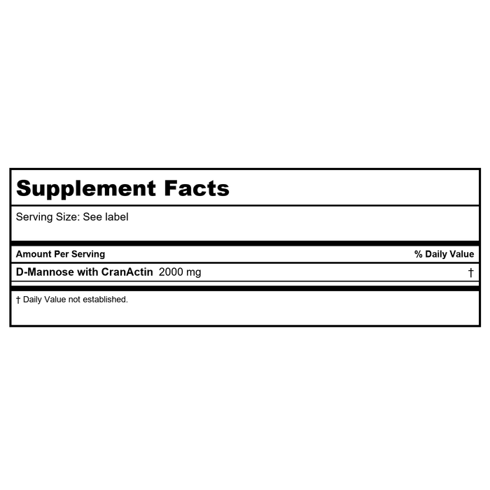 Solaray D-Mannose w/CranActin Extract, Liquid (Btl-Plastic) | 8oz - Supplement Facts panel