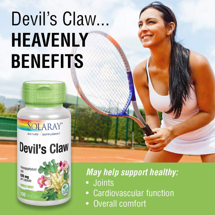 SOLARAY Devils Claw Root 525mg | Non - GMO, Vegan & Lab Verified | 100 VegCaps - The Oasis of Health