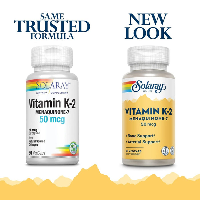 Solaray K2 MK7 - Advanced Vitamin K2 Support - 50mcg, 30 Veg Capsules - The Oasis of Health