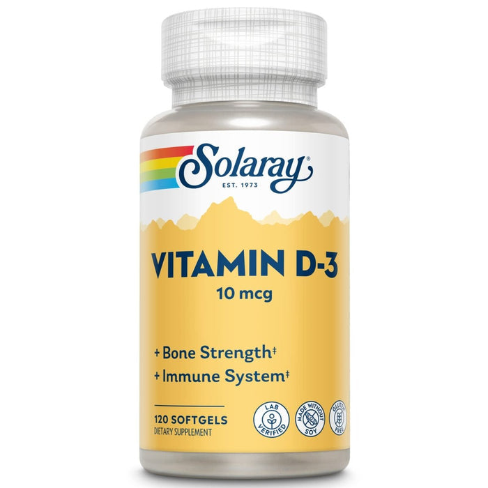 Solaray Vitamin D - 3 - 400 IU - 120 Softgels - The Oasis of Health