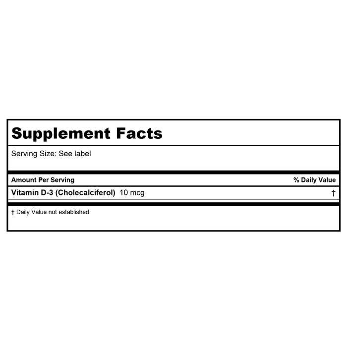 Solaray Vitamin D-3-400 IU - 120 Softgels - Supplement Facts panel