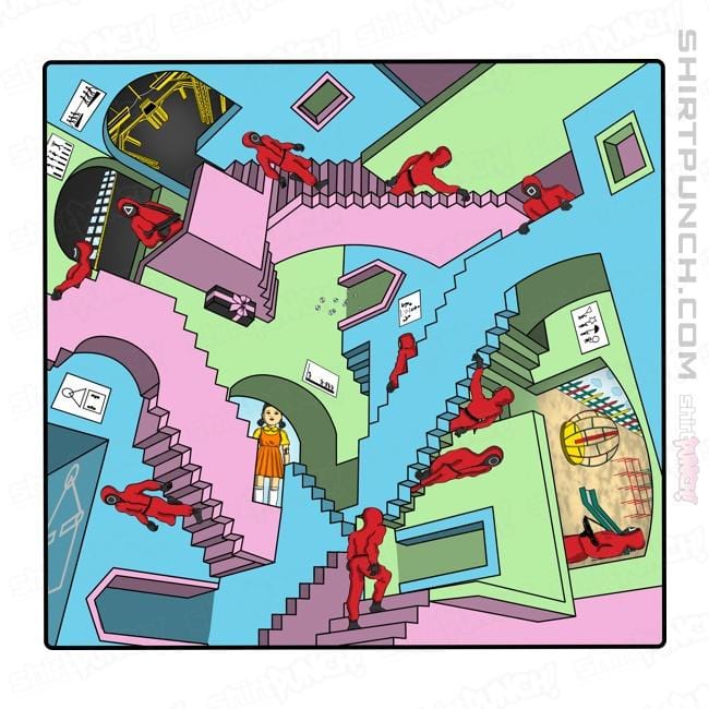 Secret_Shirts Magnets / 3"x3" / White Squid Relativity Staircase