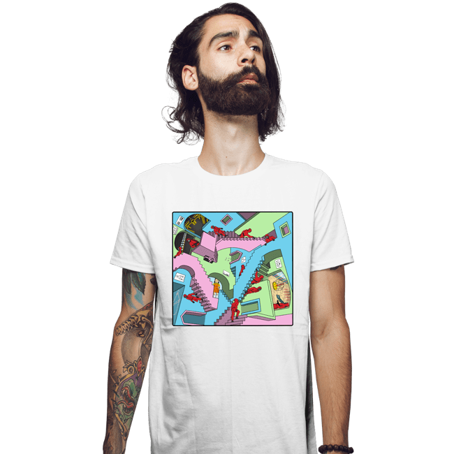 Secret_Shirts Fitted Shirts, Mens / Small / White Squid Relativity Staircase