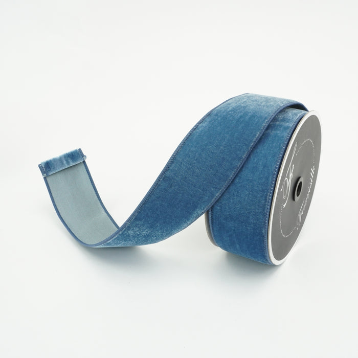 Steel Blue Velvet Ribbon, 2.5" X 10YD