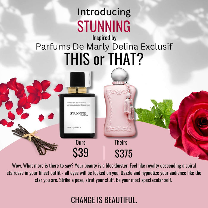 STUNNING | Inspired by MARLY DELINA EXCLUSIF | Delina Exclusif Dupe Pheromone Eau De Perfum | Rose Frankincense Vanilla Peppermint Essential Oil - aromapassions
