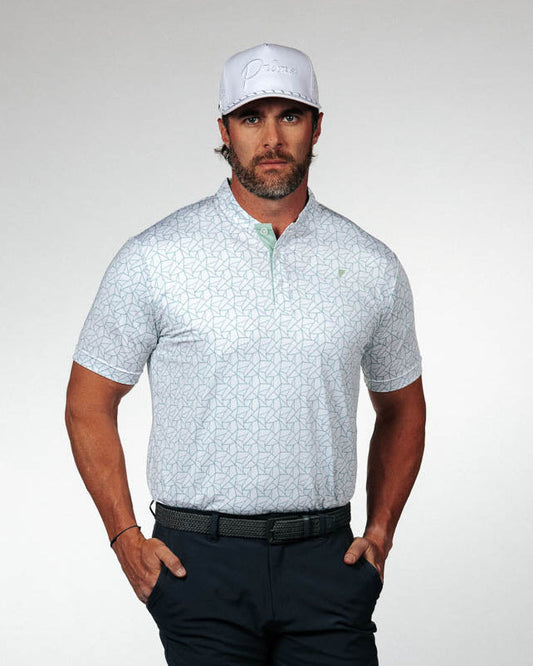 Teal Geometric Blade Polo