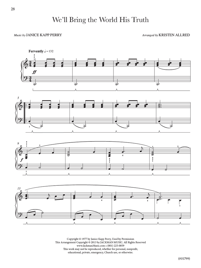 Treasures, Vol. 1 - Easy Piano We'll Bring the World His Truth | Sheet Music | Jackman Music