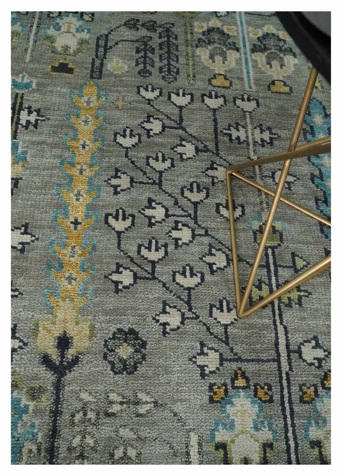 Silver and Ivory 8x10, 9x12, 10x14 and 12x15 Hand Knotted Traditional Persian Vintage Oushak Wool Rug | TRDCP870810 - The Rug Decor